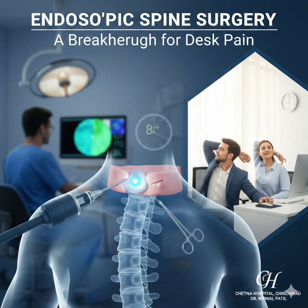 Endoscopic spine surgery procedure visualization for back pain relief, performed by Dr. Nirmal Patil at Precision spine clinic, wakad.