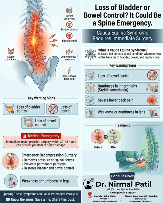 Dr. Nirmal Patil performing emergency spine surgery for Cauda Equina Syndrome in Wakad Pune.